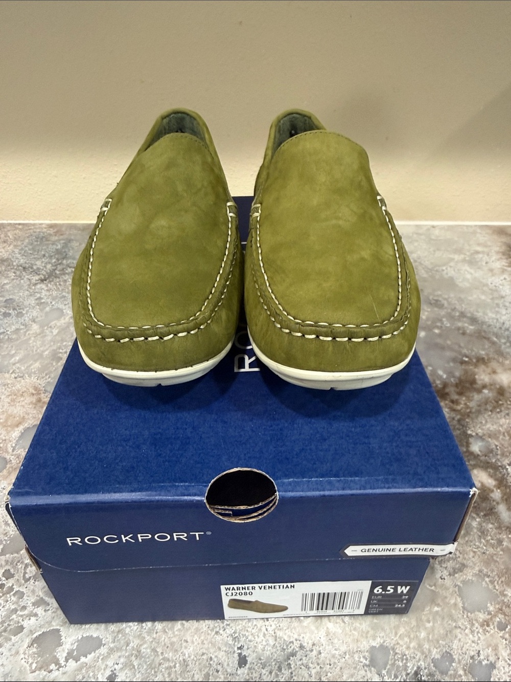 Rockport Olive Green Suede Slip-On Loafers